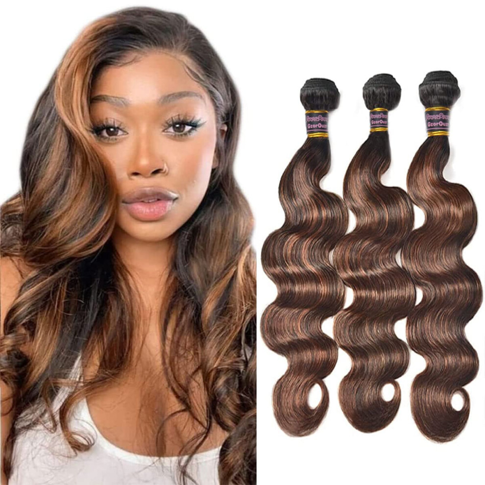 Unisex Brazilian Remy Hair Bundles P4/30 Highlight Body Wave Virgin Human Hair Weave 8A Grade 3Pcs 812 Inch