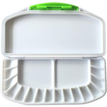 Essentieel kunstpalet, voorzien van diepe kleurvakken en een stevige witte plastic constructie, biedt vochtbehoud en een nette organisatie, perfect