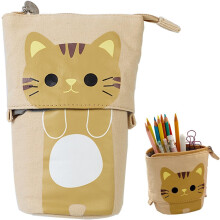 Schattige staande etui met cartoonprint, kawaii canvas PU draagbare etui, verstelbare telescopische etui voor schoolspullen
