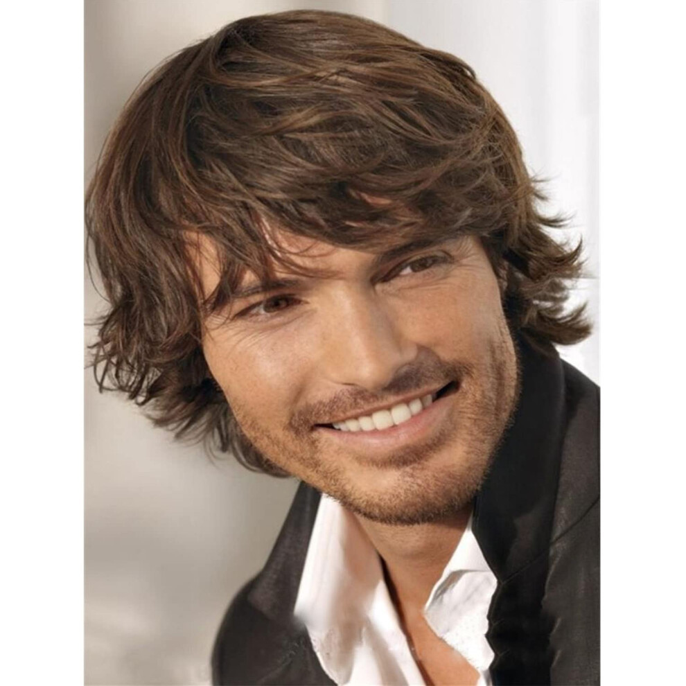 Men's Short Curly Wig Synthetic Hair Natural Looking Comfortable Fit for Daily Wear