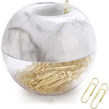 Paperclipset in marmerwit met gouden accenten, diverse stijlen, gladde afwerking voor een stijlvolle presentatie, kantoorartikelen die bij uw