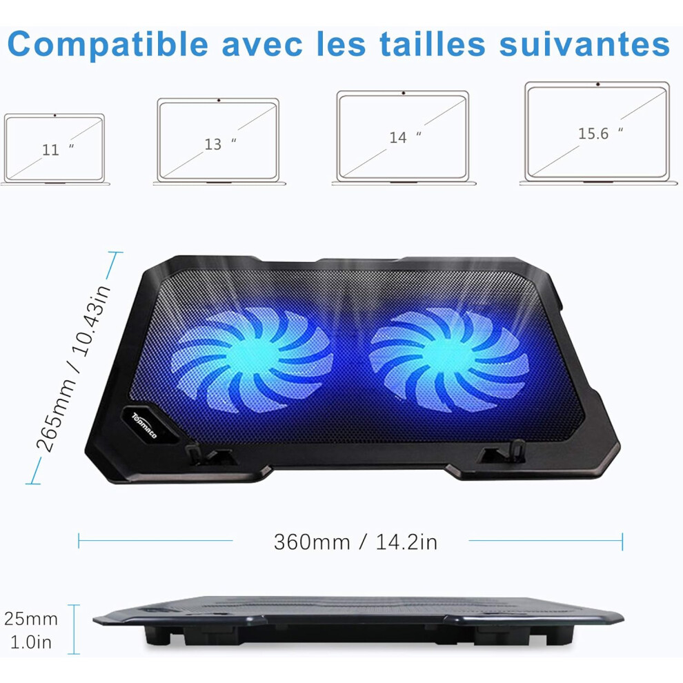 Ultra Slim Cooling Pad, Ergonomic Design Adjustable Height Stand With Dual Efficient Fans, Silent Fan For 10-15.6 Inches Laptops, Integrated Usb Port 9176269584177