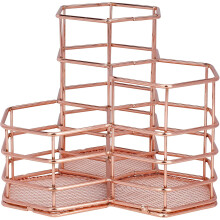 Duurzame constructie, multifunctionele opbergruimte, bureau-organizer voor thuis of op kantoor, zeshoekig pennenhouderontwerp in roségoud,