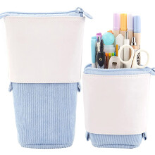 Charmante schrijfwarenaccessoire, schattig vormgegeven canvas telescopisch etui met ritssluiting, multifunctionele staande pennenhouder voor op