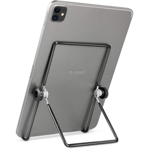 Adaptable Showcase Stand, Universal Holder for 9-12.9" Devices, Anti-Rust Steel Wire Foldable Design, Multi-Angle Adjustable, Protective Rubber Coatin
