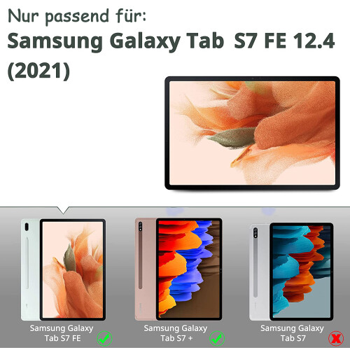 Λεπτή και ελαφριά θήκη για Samsung Galaxy Tab S7+ Plus 12.4, συμβατή με δέρμα PU, έξυπνη 1