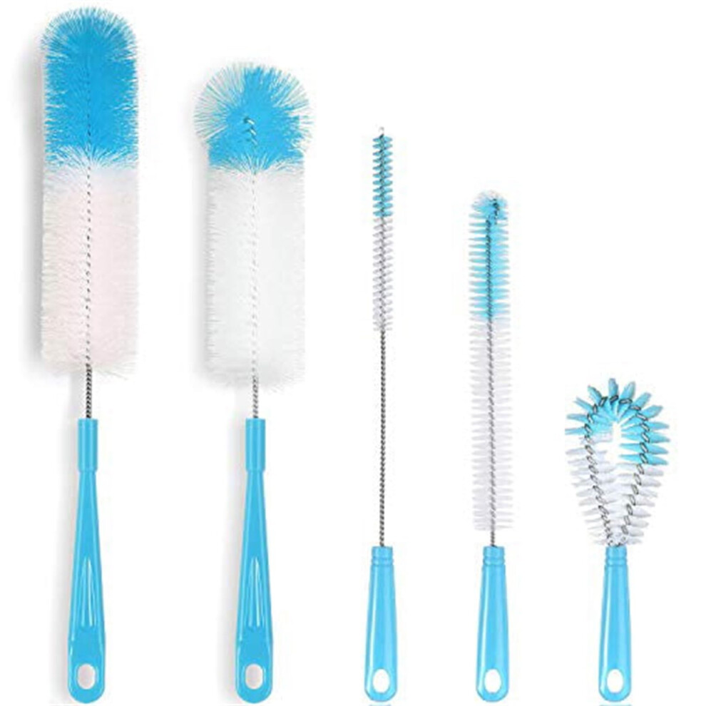 Bottle Cleaning Brush Set 5 Pack, Long Handle Silicone Brushes for Baby Bottles, Straws and Narrow Neck Water Bottles