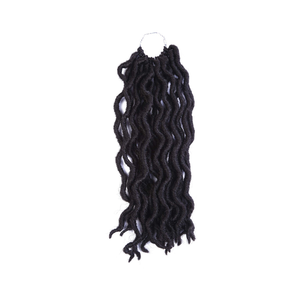 Unisex 12 Inch Goddess Locs Crochet Braiding Hair Extensions, 6 Packs Synthetic Wavy Faux Locs 36 Roots