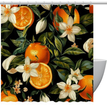 Juego de cortinas de baño impermeables de color naranja con ganchos, cortinas de ducha estampadas para la decoración del baño.