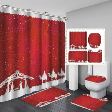 ¡Oferta de Navidad! Juegos de cortinas de ducha con temática navideña de 4 piezas con 12 ganchos, juegos de baño, cortinas de ducha, alfombras y