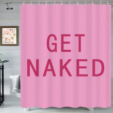 Cortina de ducha rosa divertida de 72x72 pulgadas - Estampado con frase adorable, poliéster impermeable con ganchos, compatible con juegos de baño