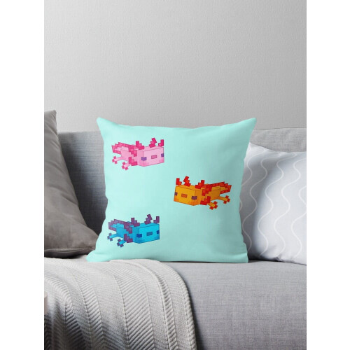 AIVO Πολύχρωμο Minecraft Axolotl Trio Throw Μαξιλαροθήκες Θήκες Μαξιλαροθήκης Καναπέ Δύο Όψεων