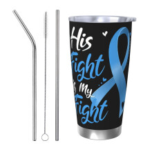 Gobelet isotherme portable en acier inoxydable 20 oz (590 ml) avec couvercle, idéal pour le mois de sensibilisation au cancer de la prostate.