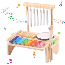 Dcenta Trumset för småbarn, Montessorimusikleksaker för småbarn, 6 i 1 träslagverksinstrumentleksaker födelsedagspresenter för barn pojkar