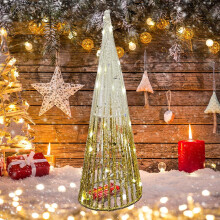 Guirlande lumineuse de Noël Gnobogi en fer forgé, sapins à paillettes, décorations dégradées, tour de tonneaux ronds - Compatible avec les