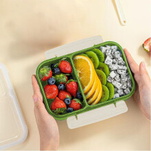 Boîte à lunch portable Luckyy, format bento, avec 2 compartiments et couvercle hermétique, idéale pour la préparation des repas, le déjeuner,