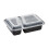 VeZee 30 Oz Black Rectangular 2-Compartment Plastic Meal Prep Containers with Clear Dome Lids, BPA Free, Stackable, Microwave/Dishwasher/Freezer 1