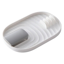 Support de cuillère en plastique blanc, idéal pour ranger les ustensiles de cuisine, les couvercles de casseroles et autres accessoires.