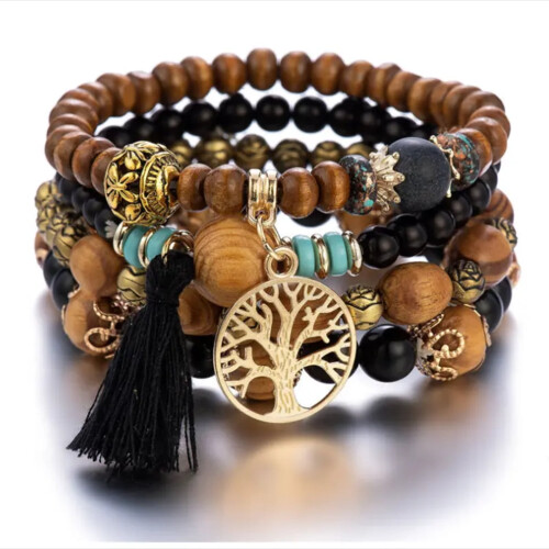 Bracciale creativo bohémien a strati con perline, elastico 2