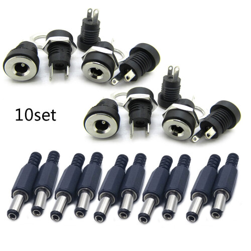 Shinycome10 Ζεύγη Αρσενικό+Θηλυκό2.1x5.5MM για Υποδοχή τροφοδοσίας DC σε υποδοχή PCB