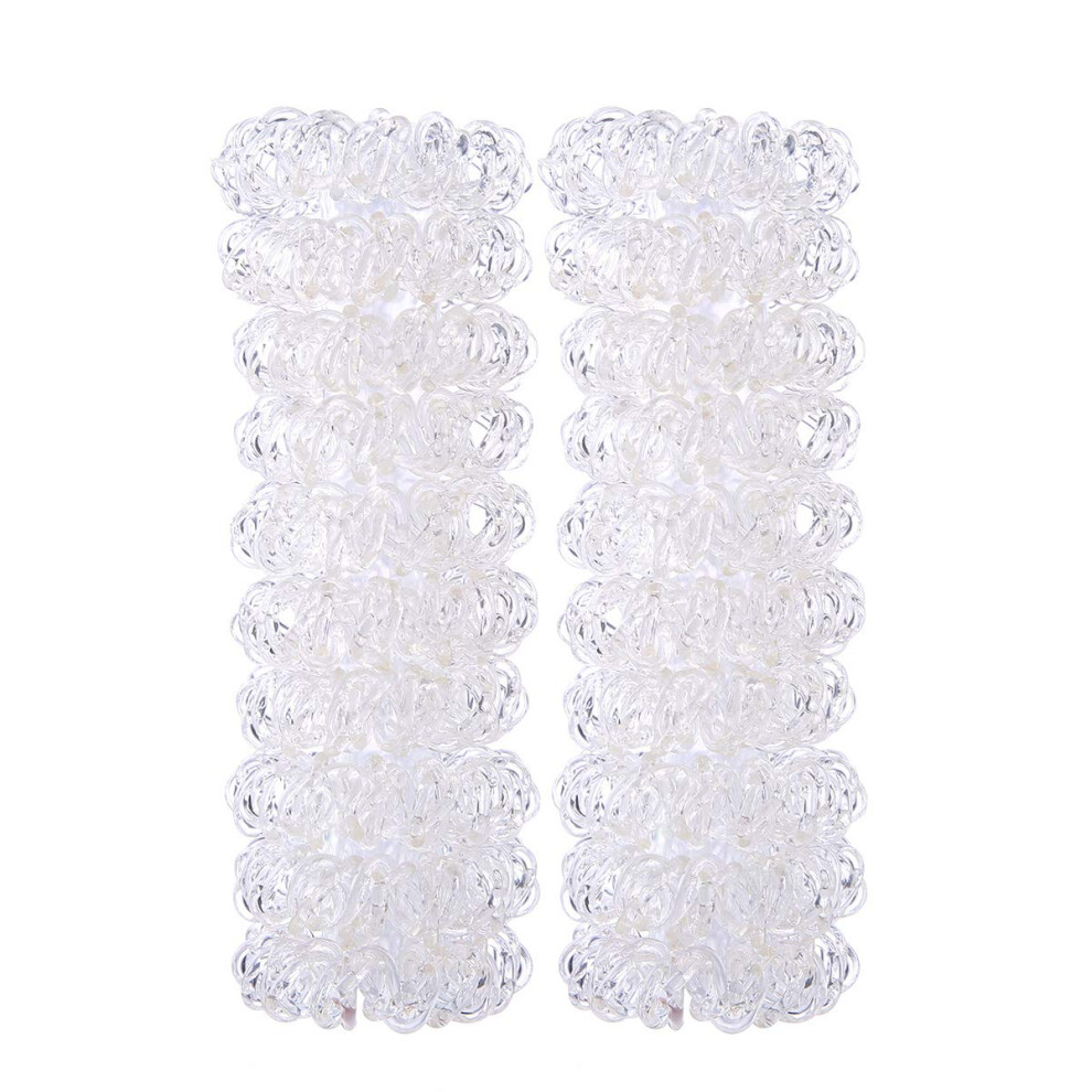 Unisex Haierly 20 Pack Spiral Hair Ties No Damage Traceless Ponytail Holders For Thick Hair Clear