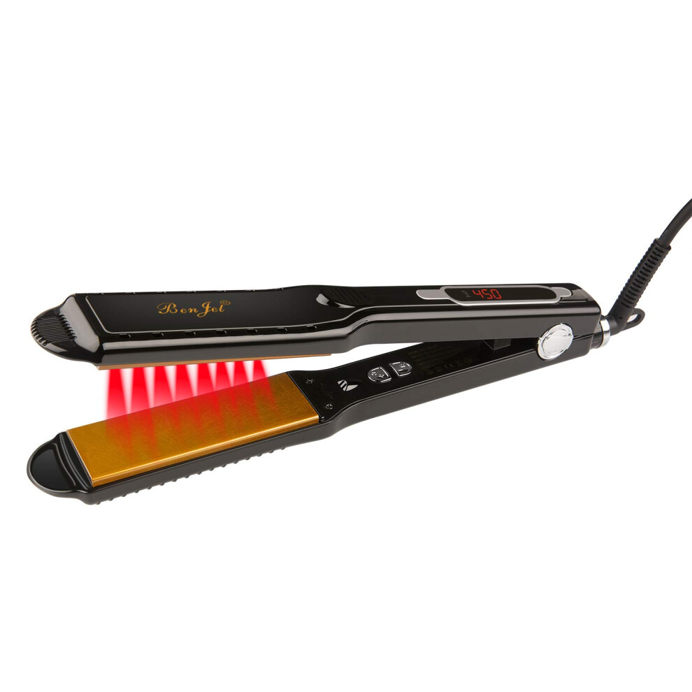 Hair Straightener and Curler 2 in 1 Tourmaline Ceramic Flat Iron with LCD & Precise Temp Control