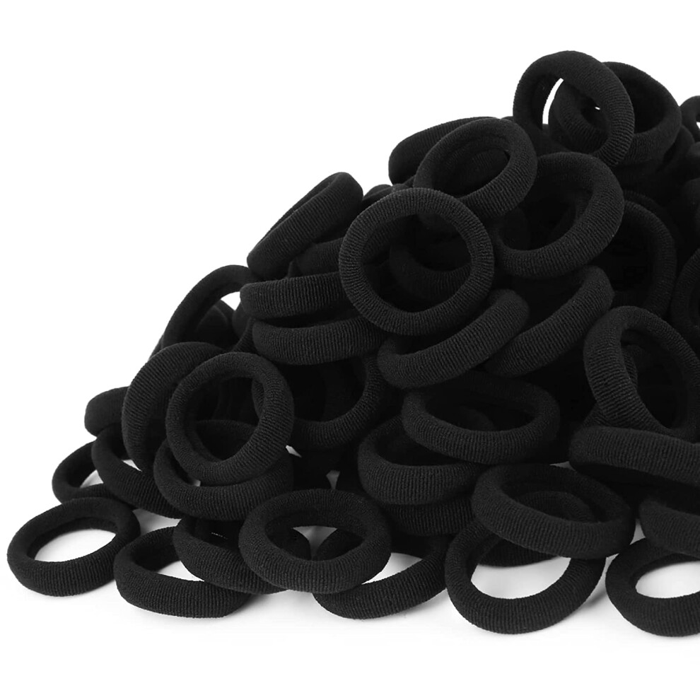 100Pcs Seamless Baby Hair Ties Cotton Toddler Ponytail Holders Durable Elastic Bands For Kids Black