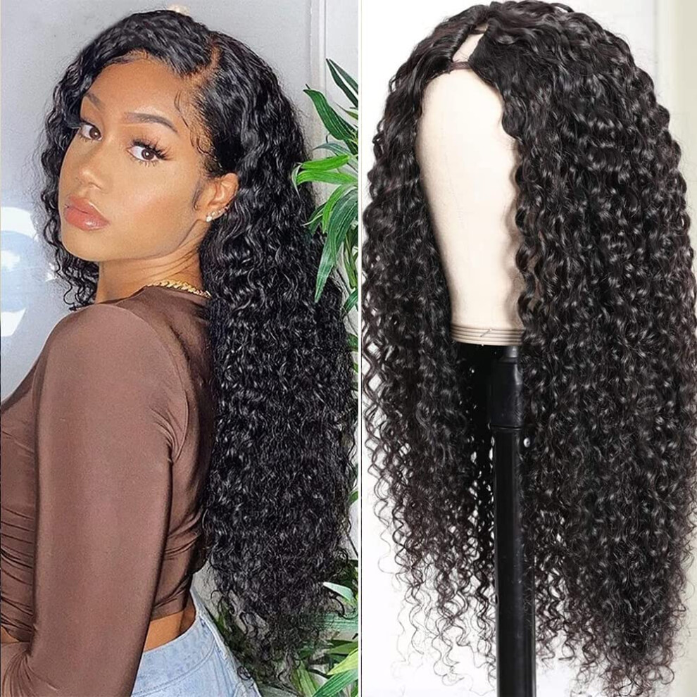 V Part Wig Human Hair Short Curly Bob Glueless Natural Look for Black Women Lightweight