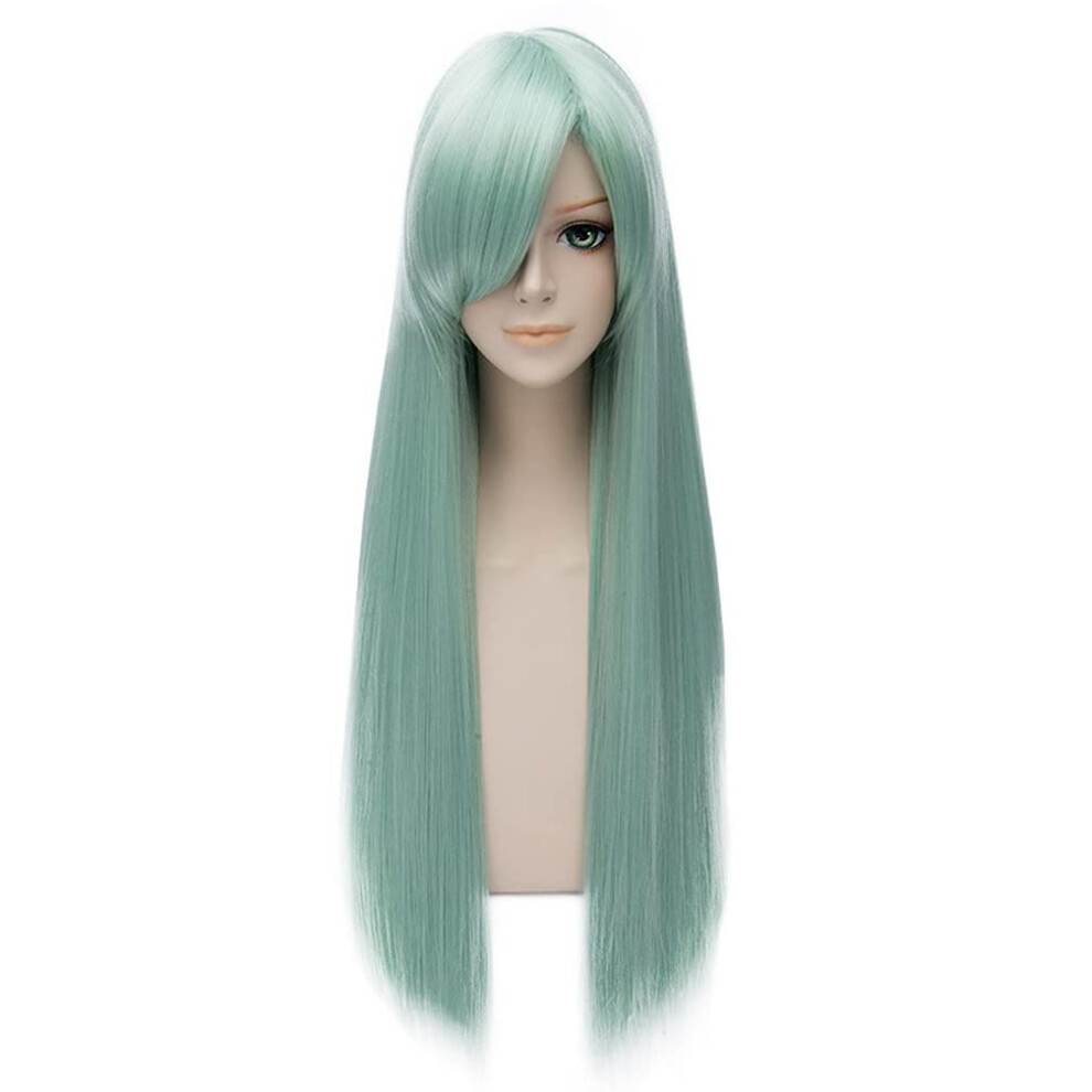 Unisex Green Anime Cosplay Wig Elizabeth Liones Long Straight Heat Resistant Fiber For Halloween Party
