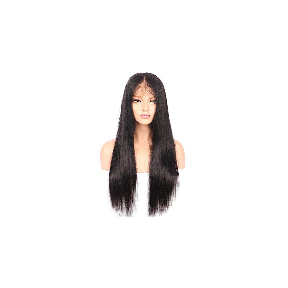 Unisex Black 13X6 Lace Frontal Human Hair Wig For Women Pre Plucked With Baby Hair 130% Density