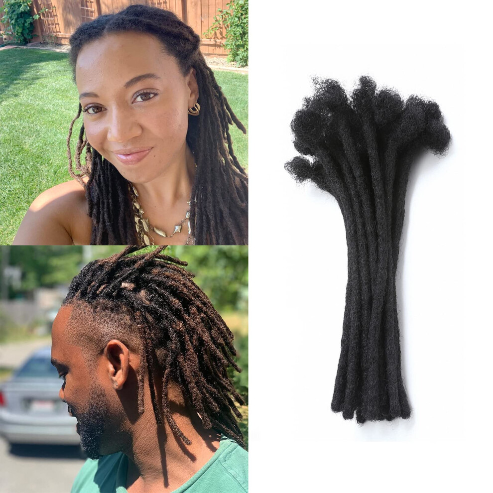 Unisex 100% Human Hair Dreadlock Extensions 12 Inch Handmade Permanent Loc Extensions 30 Strands Dyeable