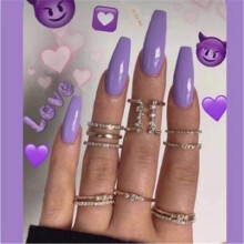 24pcs Long Coffin False Nails Set Pink Blue Ballerina Tips Instant Salon Look Easy Application