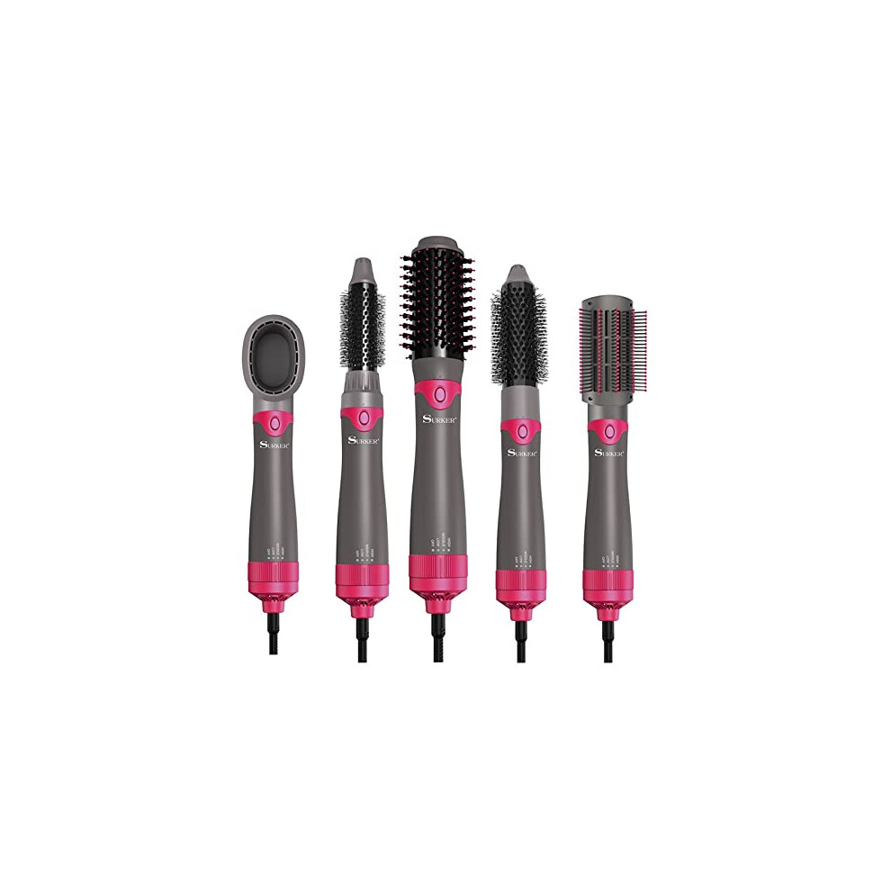 Hot Air Brush Hair Dryer Styler Volumizer with 5 Interchangeable Heads, 1000W EU Plug