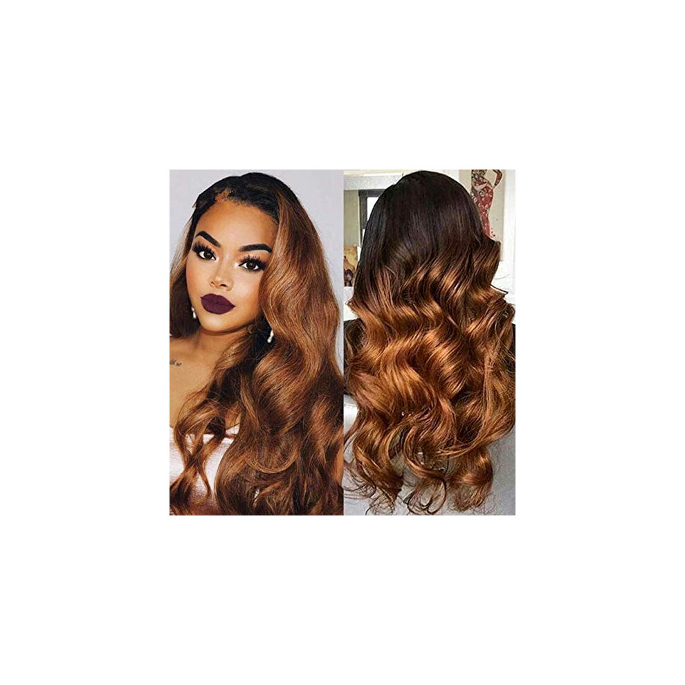 28 Inch Ombre Body Wave Human Hair Lace Front Wig T1B 30 Pre Plucked Natural Hairline