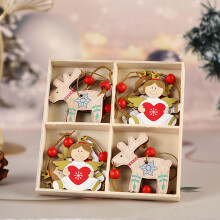 Lmueinov Pendentif de Noël en bois Décorations de porte à suspendre Ornements de sapin de Noël Cadeaux de Noël pour la famille