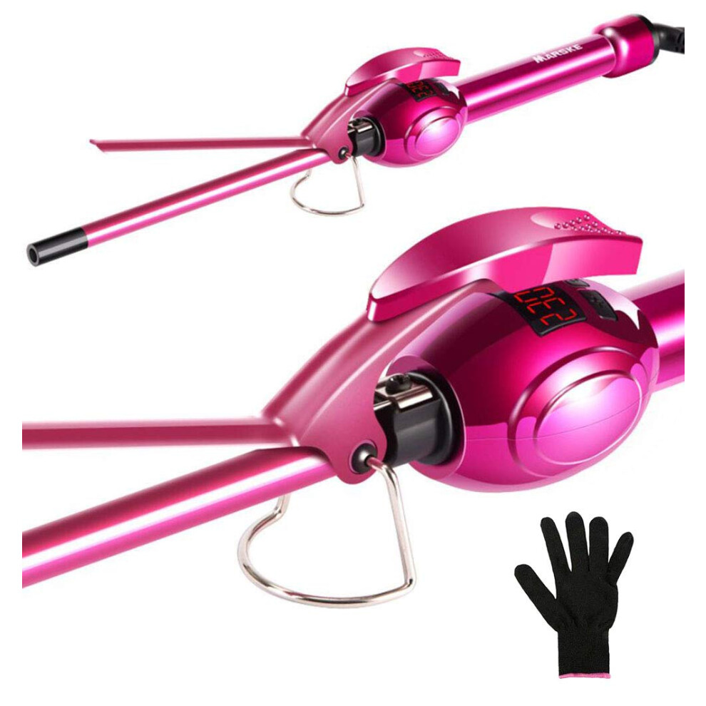 15 Inch Curling Wand with LCD Adjustable Temperature, Tourmaline Ceramic Hair Curling Iron and Heat Resistant Glove