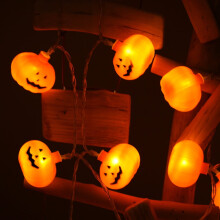 LED-pompoenlichtslinger, 20 LED's, werkt op batterijen, waterdicht, feestverlichting voor buiten, Halloween-feestdecoratie