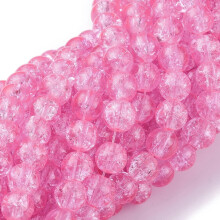 Hilos de cuentas de vidrio craqueladas redondas rosa fucsia de 8 mm para la fabricación de joyas. Agujero de 8 mm: 1,3~1,6 mm. 31,4 pulgadas.
