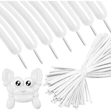 Ballons longs (lot de 100) blancs à modeler, en latex épais, pour la création de ballons animaux et la décoration de fêtes.