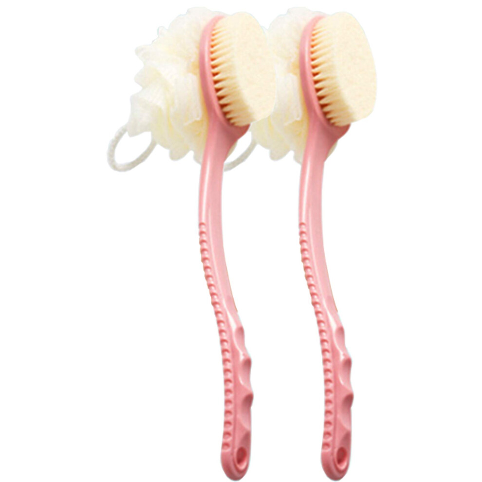 Back Scrubber and Shower Body Brush 2 Pack with DualSided Loofah and Bristles for Gentle Exfoliation