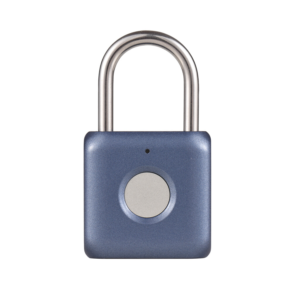 Mini Fingerprint Padlock Usb Rechargeable 20 Fingerprints Ipx2 Splashproof Blue Grey 7641381757294