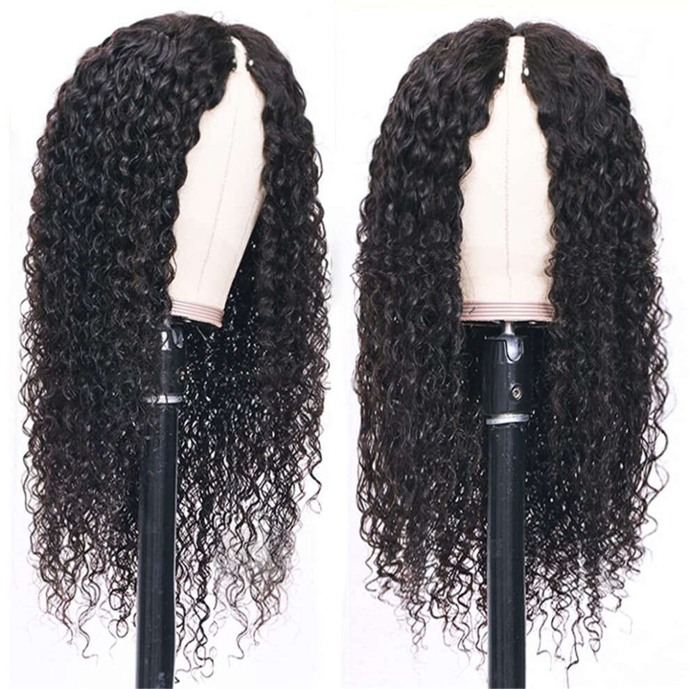 30 Inch V Part Human Hair Wig Brazilian Straight Remy 180 Density Natural Hairline