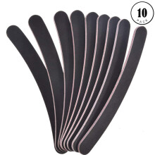 Nail Files Set 10 Pack Double Sided Curved Precision for Acrylic and Natural Nails Black