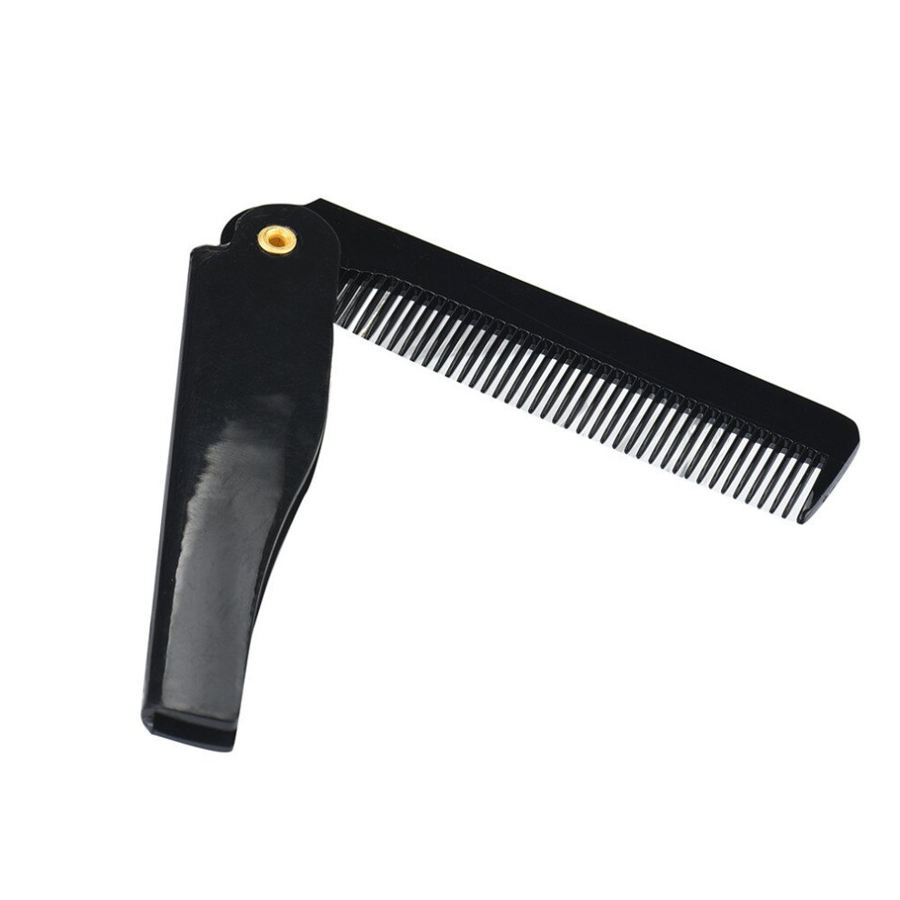 Unisex Black Wooden Folding Beard Comb For Men With Anti Static Teeth, Pocket Size Grooming Tool