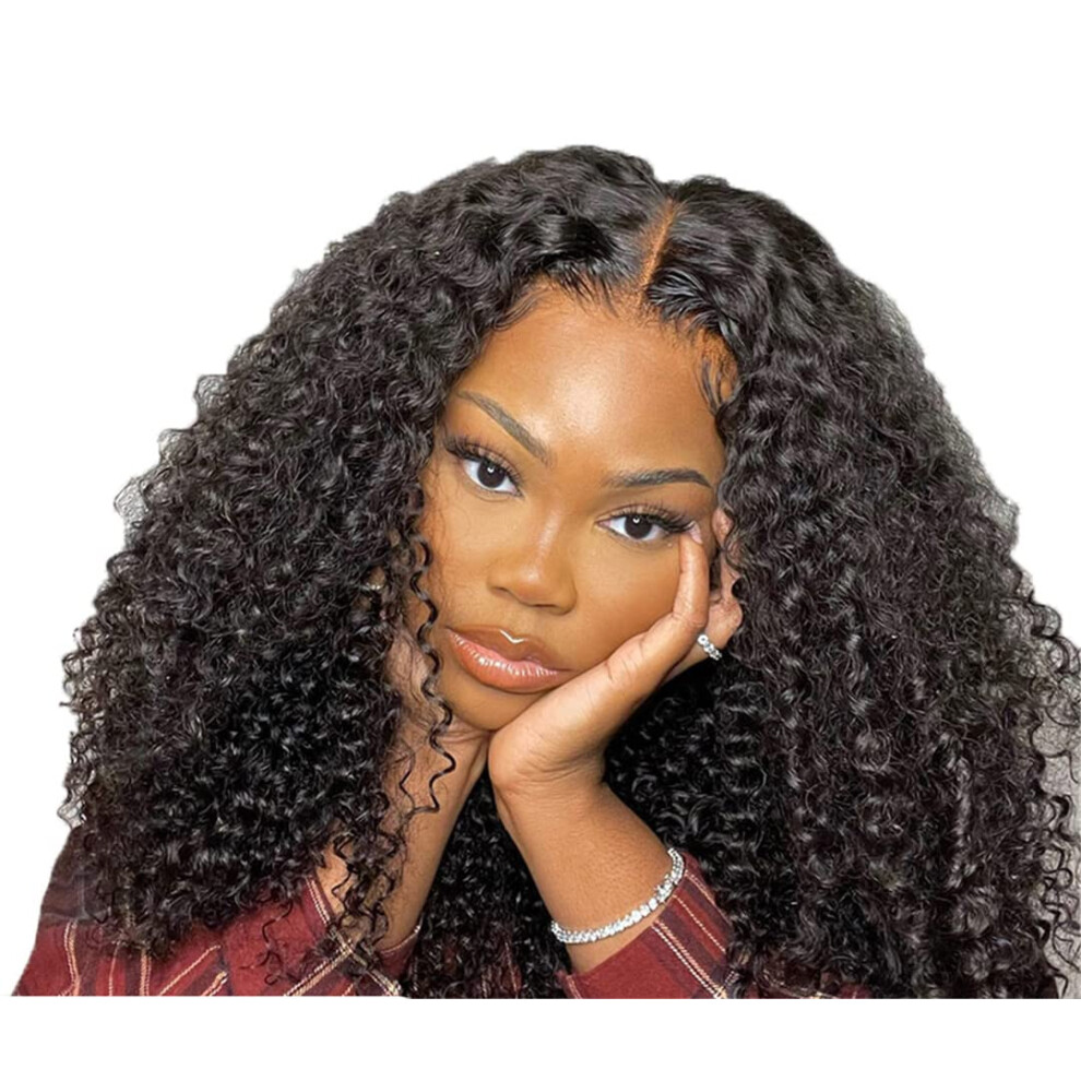 32 Inch Kinky Curly Human Hair Lace Front Wig, 150% Density, Transparent Lace, Natural Hairline