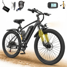 26" Elektrische Fiets-Afneembare Batterij 36V10Ah-Motor 250W-Shimano 7 versnellingen