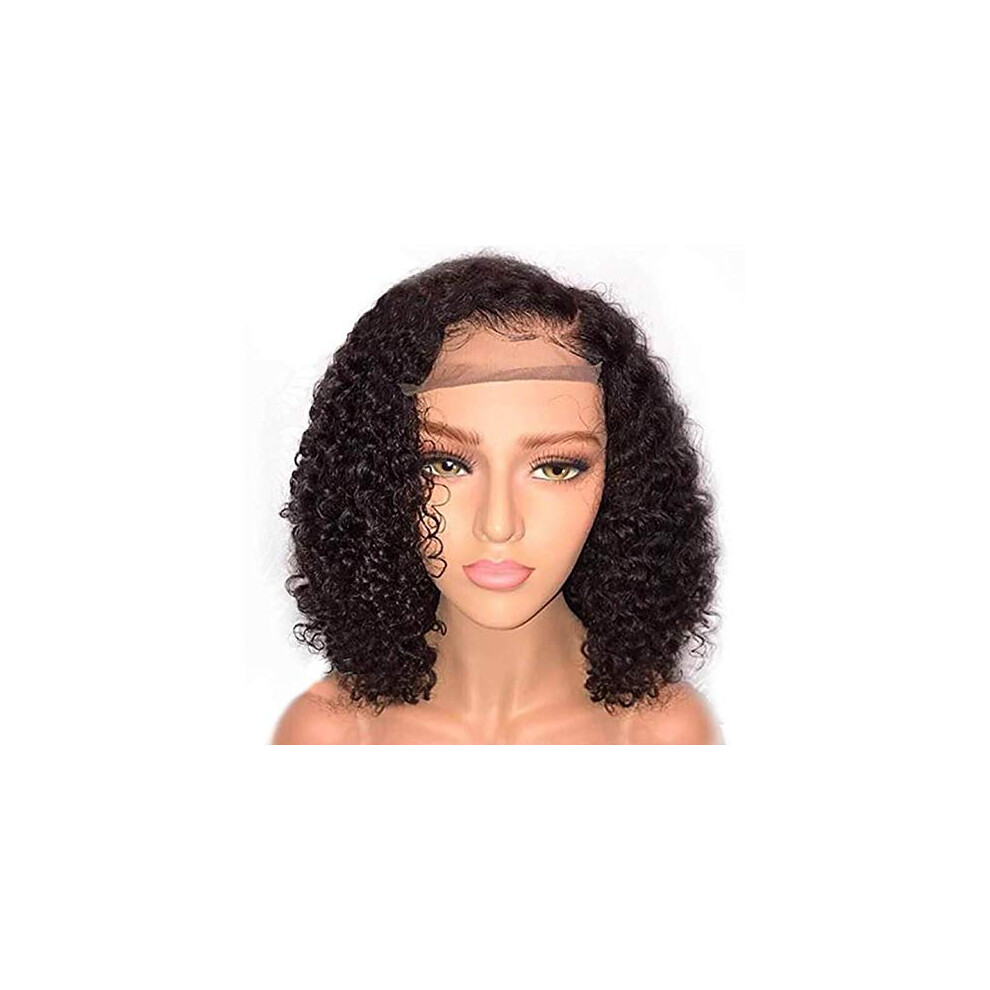 Unisex Black Natural Curly Lace Front Wig For Women, Glueless Heat Resistant Synthetic, Realistic Hairline