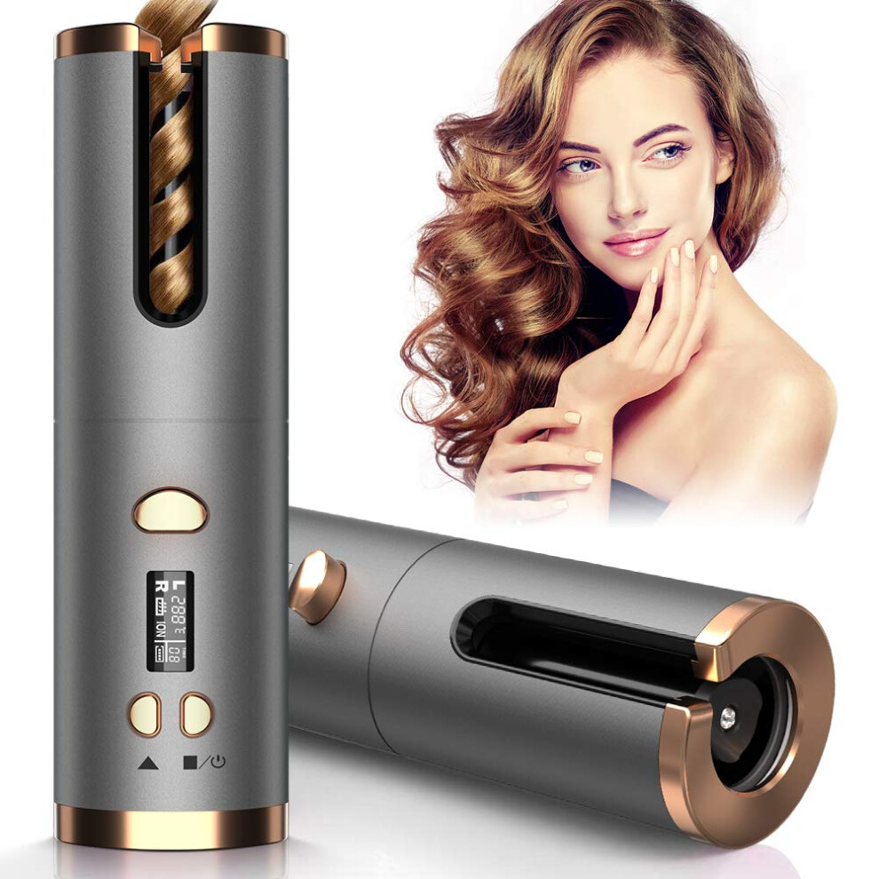 Cordless Automatic Hair Curler with Ceramic Barrel, Adjustable Heat and TravelFriendly Design