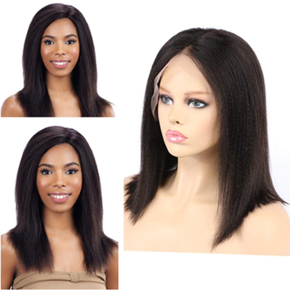 Unisex Light 26 Inch Yaki Virgin Brazilian Human Hair Lace Wig Glueless Full Lace With Baby Hair