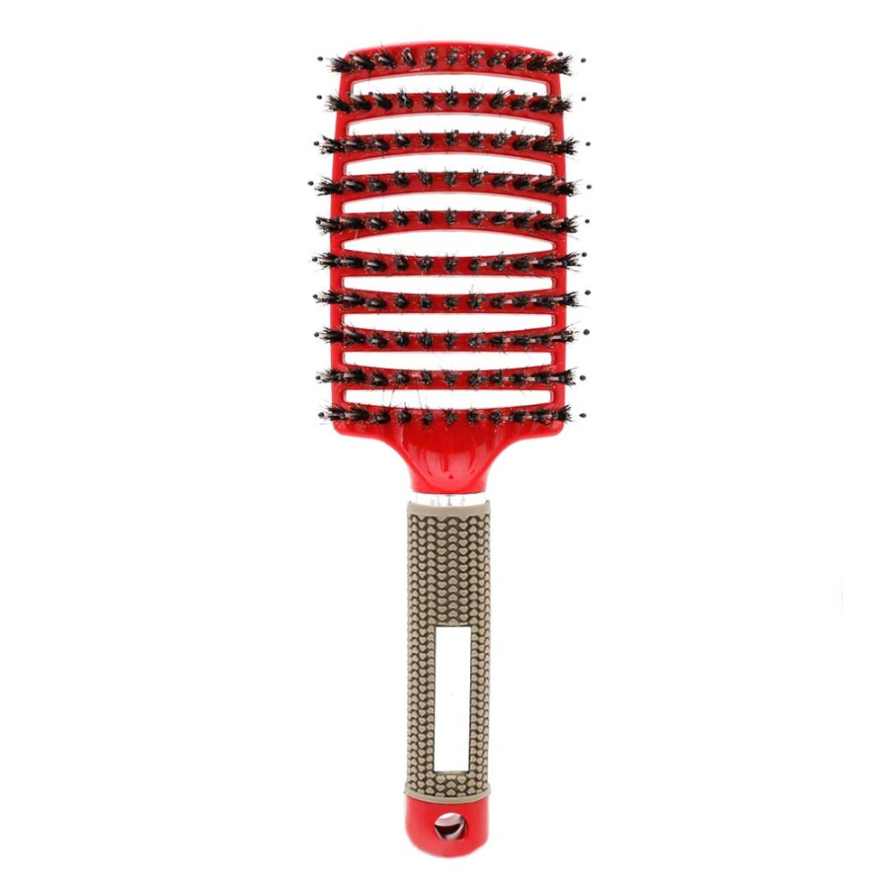 Red Vented Boar Bristle Hair Brush For Blow Drying And Gentle Detangling Wet Or Dry Hair